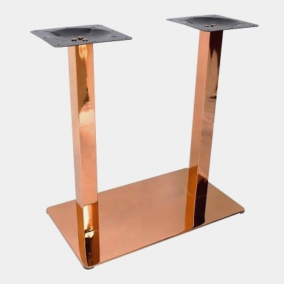 Chic Style Double Legs Rose Gold Metal Stainless Steel Pedestal Table Base